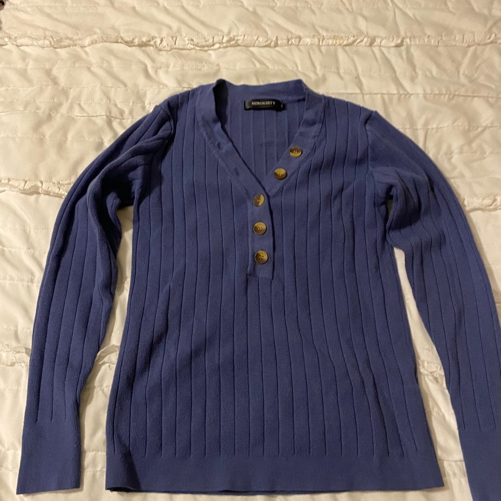 Merokeety women’s long sleeve V neck ribbed sweater